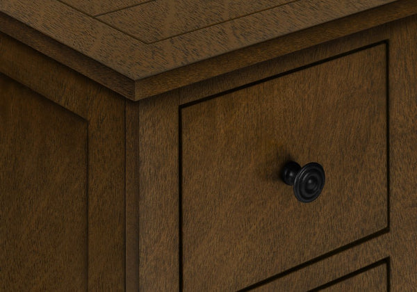 English Elm Accent Table For Small Spaces - Espresso Veneer Nightstand With 3 Storage Drawers & Modern Design B2710P219468