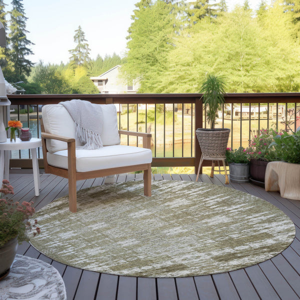 Homeroots 3' Stylish Beige And Tan Moroccan Washable Area Rug For Indoor Or Outdoor Spaces, Durable Design 8' Round Polyester 577177