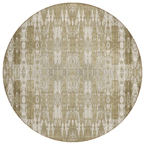 HomeRoots 5' Moroccan-Inspired Area Rug in Beige, Ivory, and Tan - Stylish, Washable, Indoor/Outdoor Design 8' Round 577177