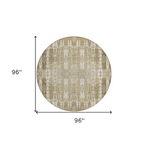 Homeroots 3' Stylish Beige And Tan Moroccan Washable Area Rug For Indoor Or Outdoor Spaces, Durable Design 8' Round Polyester 577177