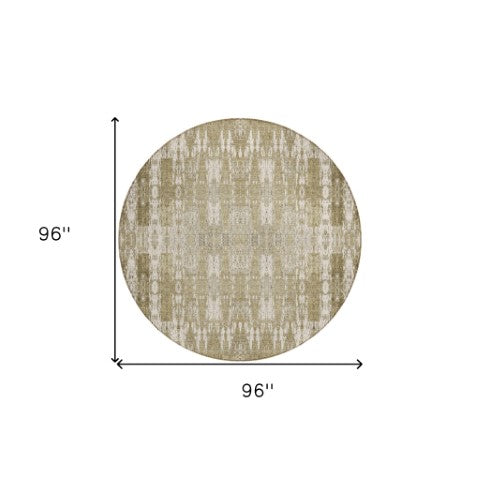Homeroots 3' Stylish Beige And Tan Moroccan Washable Area Rug For Indoor Or Outdoor Spaces, Durable Design 8' Round Polyester 577177