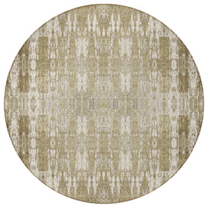 Homeroots 3' Stylish Beige And Tan Moroccan Washable Area Rug For Indoor Or Outdoor Spaces, Durable Design 8' Round Polyester 577177