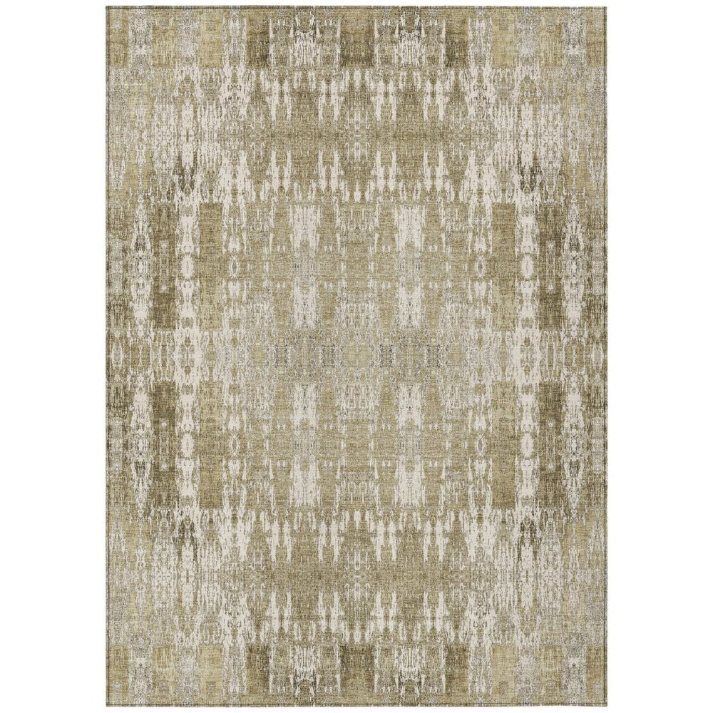 HomeRoots 5' Moroccan-Inspired Area Rug in Beige, Ivory, and Tan - Stylish, Washable, Indoor/Outdoor Design 8' X 10' 577178