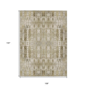 Homeroots 3' Stylish Beige And Tan Moroccan Washable Area Rug For Indoor Or Outdoor Spaces, Durable Design 9' X 12' Polyester 577179