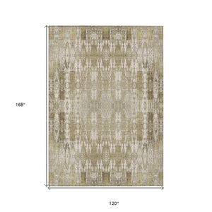 Homeroots 3' Stylish Beige And Tan Moroccan Washable Area Rug For Indoor Or Outdoor Spaces, Durable Design 10' X 14' Polyester 577180
