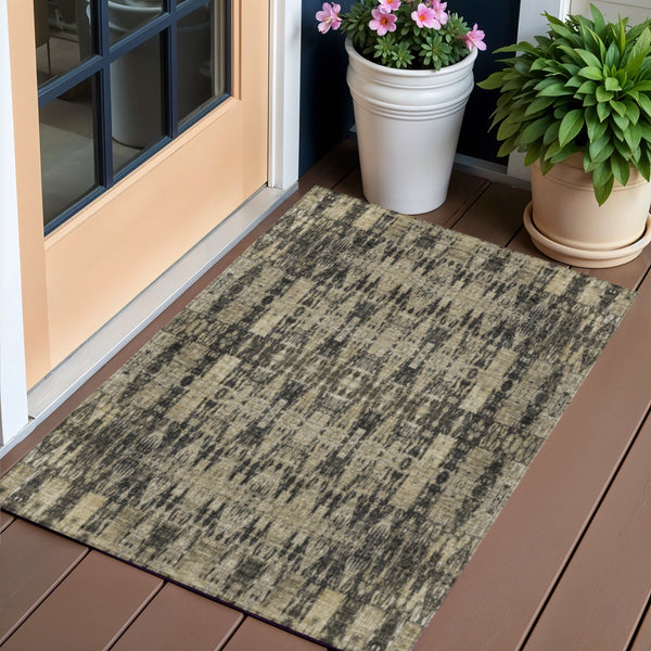 Homeroots 3' Stylish Beige And Tan Moroccan Washable Area Rug For Indoor Or Outdoor Spaces, Durable Design 3' X 5' Polyester 577181