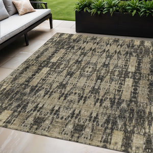 Homeroots 3' Stylish Beige And Tan Moroccan Washable Area Rug For Indoor Or Outdoor Spaces, Durable Design 5' X 8' Polyester 577182
