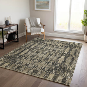Homeroots 3' Stylish Beige And Tan Moroccan Washable Area Rug For Indoor Or Outdoor Spaces, Durable Design 5' X 8' Polyester 577182