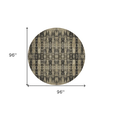 Homeroots 3' Stylish Beige And Tan Moroccan Washable Area Rug For Indoor Or Outdoor Spaces, Durable Design 8' Round Polyester 577183