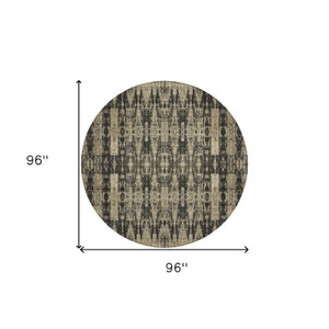 Homeroots 3' Stylish Beige And Tan Moroccan Washable Area Rug For Indoor Or Outdoor Spaces, Durable Design 8' Round Polyester 577183