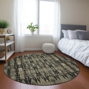 Homeroots 3' Stylish Beige And Tan Moroccan Washable Area Rug For Indoor Or Outdoor Spaces, Durable Design 8' Round Polyester 577183