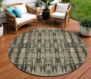 Homeroots 3' Stylish Beige And Tan Moroccan Washable Area Rug For Indoor Or Outdoor Spaces, Durable Design 8' Round Polyester 577183