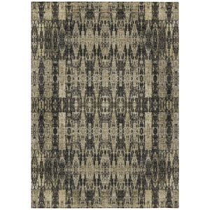 HomeRoots 5' Moroccan-Inspired Washable Area Rug in Black, Taupe & Beige for Indoor/Outdoor Charm & Durability 8' X 10' 577184