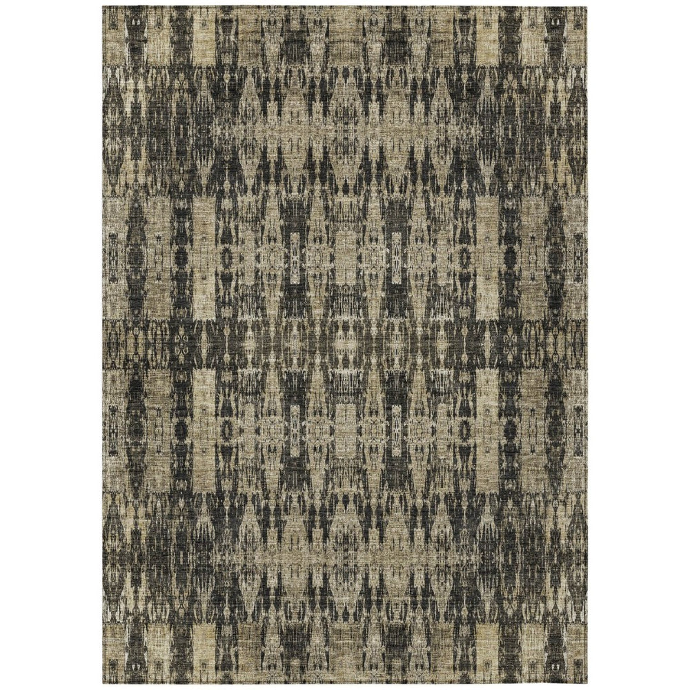HomeRoots 9' Moroccan-Inspired Washable Area Rug in Black, Taupe & Beige - Durable for Indoor & Outdoor Use 9' X 12' 577185