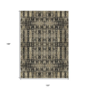 Homeroots 3' Stylish Beige And Tan Moroccan Washable Area Rug For Indoor Or Outdoor Spaces, Durable Design 10' X 14' Polyester 577186