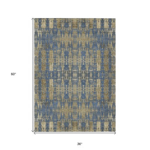 Homeroots 3' Stylish Beige And Tan Moroccan Washable Area Rug For Indoor Or Outdoor Spaces, Durable Design 3' X 5' Polyester 577187
