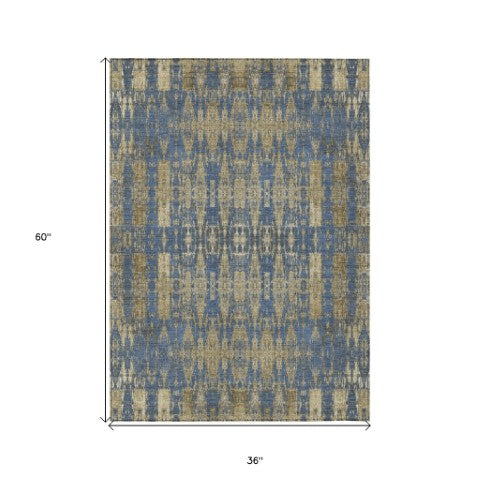 Homeroots 3' Stylish Beige And Tan Moroccan Washable Area Rug For Indoor Or Outdoor Spaces, Durable Design 3' X 5' Polyester 577187