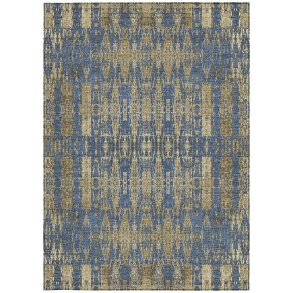 Homeroots 3' Stylish Beige And Tan Moroccan Washable Area Rug For Indoor Or Outdoor Spaces, Durable Design 5' X 8' Polyester 577188