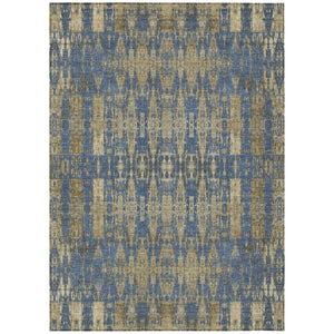 HomeRoots 5' Moroccan-Inspired Area Rug in Blue, Taupe & Beige - Stylish, Washable & Durable for Indoor/Outdoor Use 5' X 8' 577188