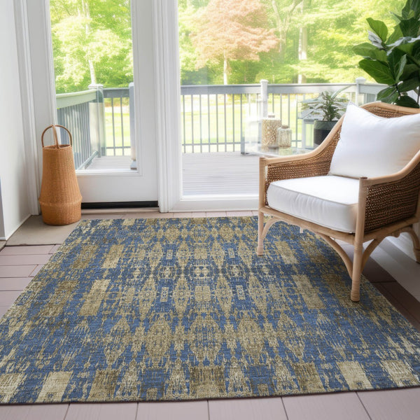 Homeroots 3' Stylish Beige And Tan Moroccan Washable Area Rug For Indoor Or Outdoor Spaces, Durable Design 8' X 10' Polyester 577190