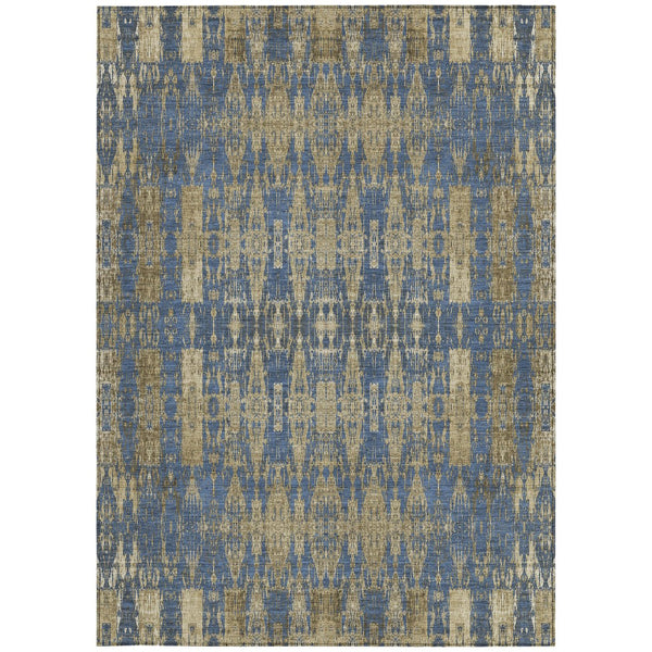 Homeroots 3' Stylish Beige And Tan Moroccan Washable Area Rug For Indoor Or Outdoor Spaces, Durable Design 9' X 12' Polyester 577191