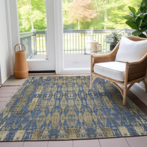 Homeroots 3' Stylish Beige And Tan Moroccan Washable Area Rug For Indoor Or Outdoor Spaces, Durable Design 9' X 12' Polyester 577191