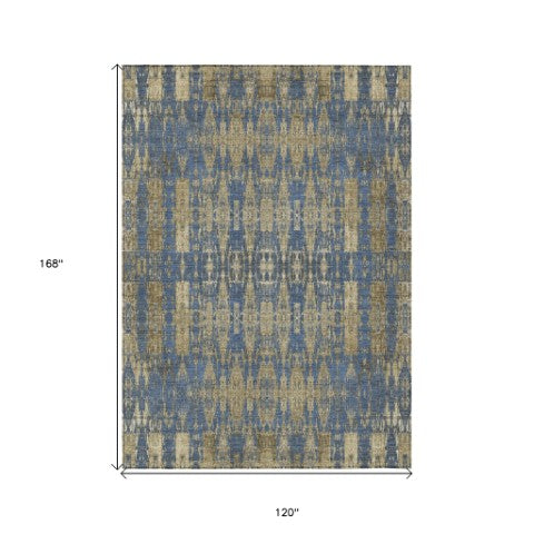 Homeroots 3' Stylish Beige And Tan Moroccan Washable Area Rug For Indoor Or Outdoor Spaces, Durable Design 10' X 14' Polyester 577192