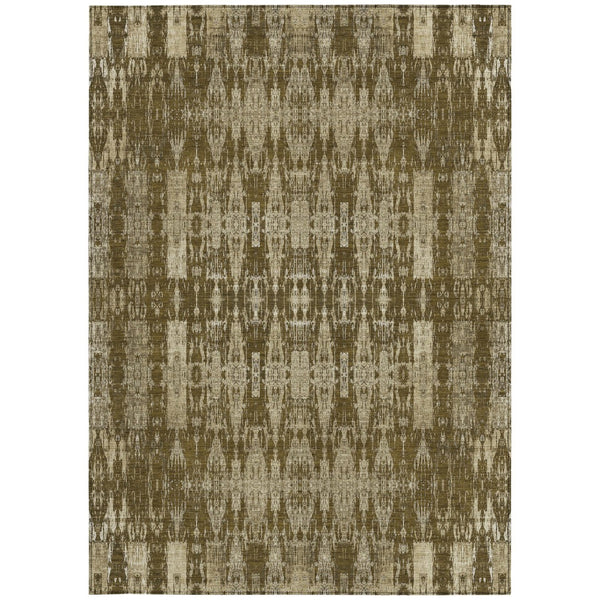 Homeroots 3' Stylish Beige And Tan Moroccan Washable Area Rug For Indoor Or Outdoor Spaces, Durable Design 5' X 8' Polyester 577194