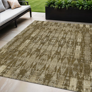 Homeroots 3' Stylish Beige And Tan Moroccan Washable Area Rug For Indoor Or Outdoor Spaces, Durable Design 5' X 8' Polyester 577194