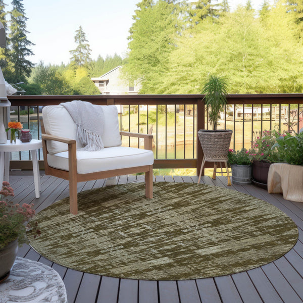 Homeroots 3' Stylish Beige And Tan Moroccan Washable Area Rug For Indoor Or Outdoor Spaces, Durable Design 8' Round Polyester 577195