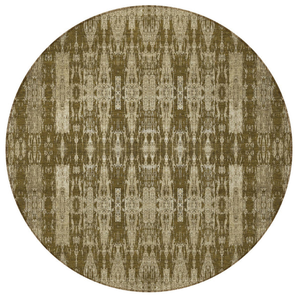 Homeroots 3' Stylish Beige And Tan Moroccan Washable Area Rug For Indoor Or Outdoor Spaces, Durable Design 8' Round Polyester 577195