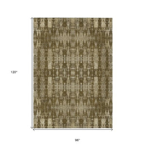 Homeroots 3' Stylish Beige And Tan Moroccan Washable Area Rug For Indoor Or Outdoor Spaces, Durable Design 8' X 10' Polyester 577196