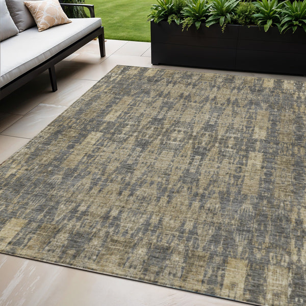 Homeroots 3' Stylish Beige And Tan Moroccan Washable Area Rug For Indoor Or Outdoor Spaces, Durable Design 5' X 8' Polyester 577200
