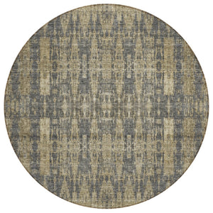 HomeRoots 5' Elegant Moroccan-Inspired Washable Area Rug in Gray, Taupe, and Beige for Indoor/Outdoor Use 8' Round 577201