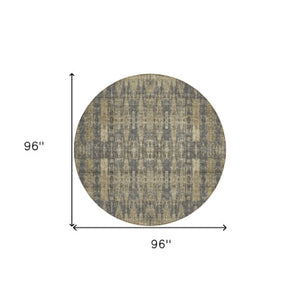 Homeroots 3' Stylish Beige And Tan Moroccan Washable Area Rug For Indoor Or Outdoor Spaces, Durable Design 8' Round Polyester 577201