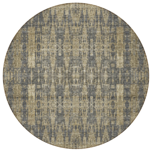 Homeroots 3' Stylish Beige And Tan Moroccan Washable Area Rug For Indoor Or Outdoor Spaces, Durable Design 8' Round Polyester 577201