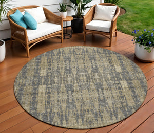 Homeroots 3' Stylish Beige And Tan Moroccan Washable Area Rug For Indoor Or Outdoor Spaces, Durable Design 8' Round Polyester 577201