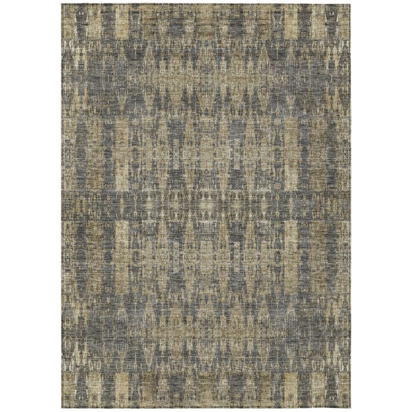 HomeRoots 5' Elegant Moroccan-Inspired Washable Area Rug in Gray, Taupe, and Beige for Indoor/Outdoor Use 8' X 10' 577202