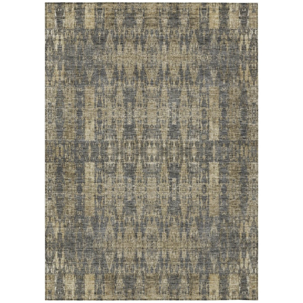 HomeRoots 9' Stylish Gray Taupe Beige Moroccan Area Rug - Durable, Washable, Indoor-Outdoor Versatility for Homes 9' X 12' 577203