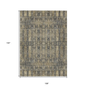 Homeroots 3' Stylish Beige And Tan Moroccan Washable Area Rug For Indoor Or Outdoor Spaces, Durable Design 9' X 12' Polyester 577203