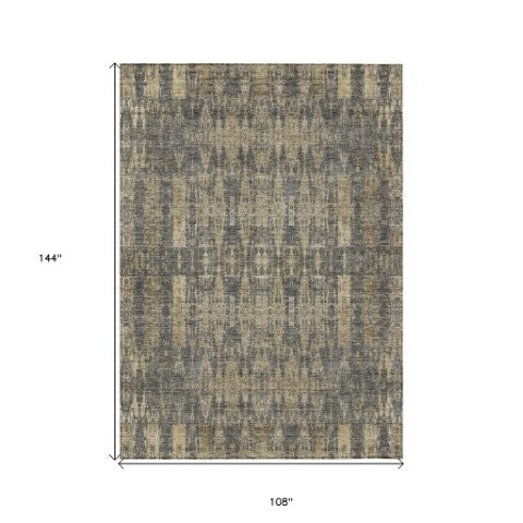 Homeroots 3' Stylish Beige And Tan Moroccan Washable Area Rug For Indoor Or Outdoor Spaces, Durable Design 9' X 12' Polyester 577203