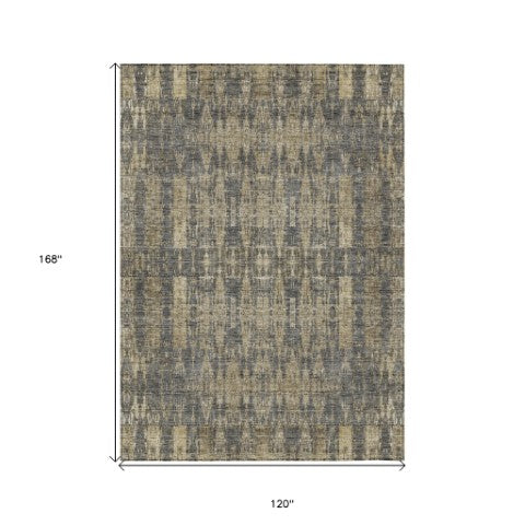 Homeroots 3' Stylish Beige And Tan Moroccan Washable Area Rug For Indoor Or Outdoor Spaces, Durable Design 10' X 14' Polyester 577204