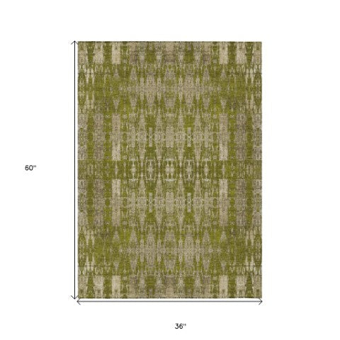 Homeroots 3' Stylish Beige And Tan Moroccan Washable Area Rug For Indoor Or Outdoor Spaces, Durable Design 3' X 5' Polyester 577205