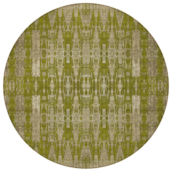 Homeroots 3' Stylish Beige And Tan Moroccan Washable Area Rug For Indoor Or Outdoor Spaces, Durable Design 8' Round Polyester 577207