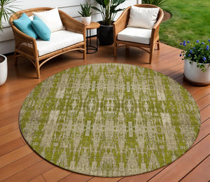 Homeroots 3' Stylish Beige And Tan Moroccan Washable Area Rug For Indoor Or Outdoor Spaces, Durable Design 8' Round Polyester 577207