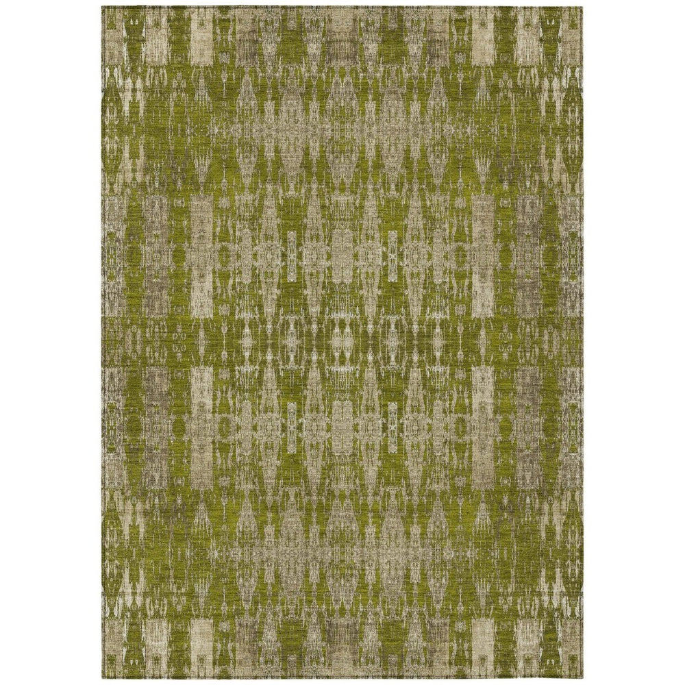 HomeRoots 9' Elegant Olive Green and Beige Moroccan Indoor Outdoor Area Rug - Stain-Resistant, Machine Washable 9' X 12' 577209