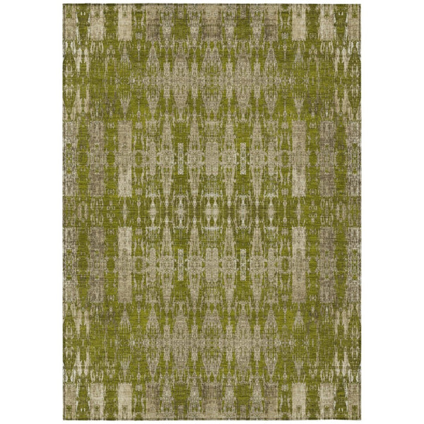 HomeRoots 9' Elegant Olive Green and Beige Moroccan Indoor Outdoor Area Rug - Stain-Resistant, Machine Washable 9' X 12' 577209