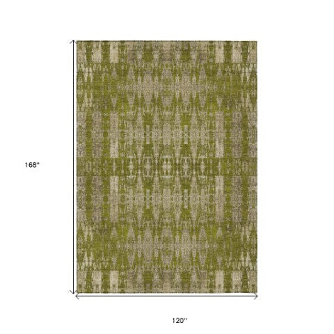 Homeroots 3' Stylish Beige And Tan Moroccan Washable Area Rug For Indoor Or Outdoor Spaces, Durable Design 10' X 14' Polyester 577210