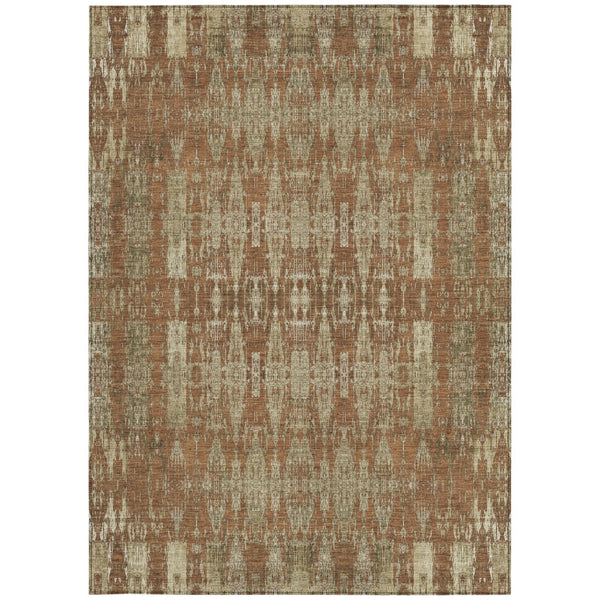 Homeroots 3' Stylish Beige And Tan Moroccan Washable Area Rug For Indoor Or Outdoor Spaces, Durable Design 3' X 5' Polyester 577211
