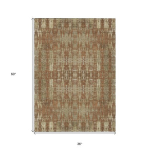 Homeroots 3' Stylish Beige And Tan Moroccan Washable Area Rug For Indoor Or Outdoor Spaces, Durable Design 3' X 5' Polyester 577211